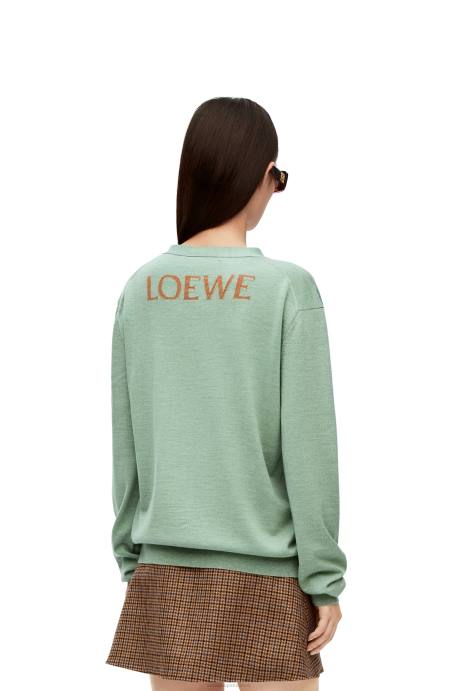 Loewe mujer cárdigan heen de lana LP641027 verde anís