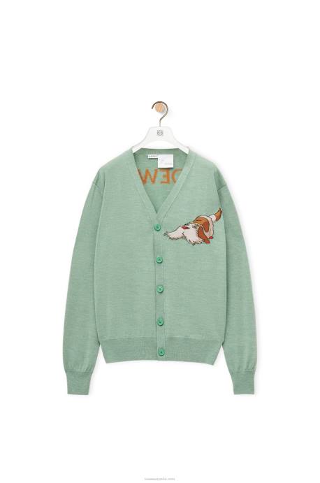 Loewe mujer cárdigan heen de lana LP641027 verde anís
