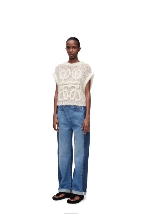 Loewe mujer chaleco anagrama de mohair LP64774 blanco suave