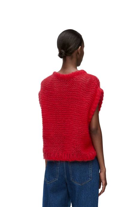 Loewe mujer chaleco anagrama de mohair LP64775 rojo
