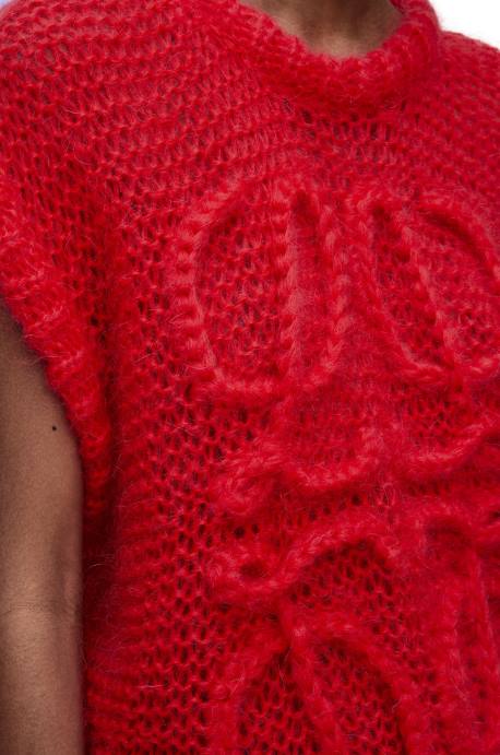 Loewe mujer chaleco anagrama de mohair LP64775 rojo