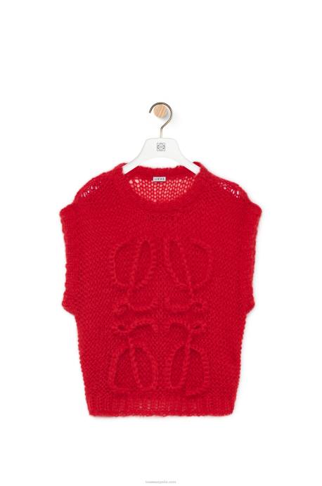 Loewe mujer chaleco anagrama de mohair LP64775 rojo