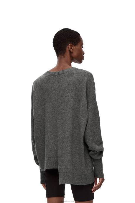 Loewe mujer jersey asimétrico de cachemir LP64977 gris oscuro