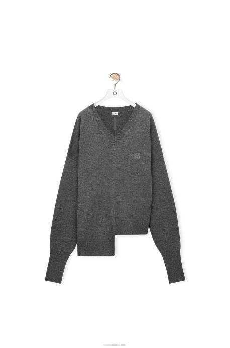 Loewe mujer jersey asimétrico de cachemir LP64977 gris oscuro