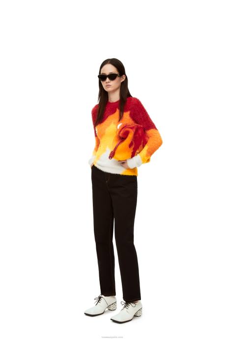 Loewe mujer jersey calcifer de punto intarsia LP641023 naranja multitono