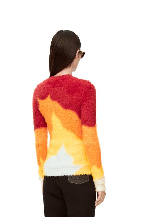 Loewe mujer jersey calcifer de punto intarsia LP641023 naranja multitono
