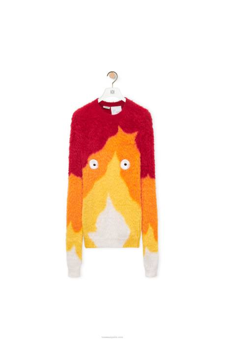 Loewe mujer jersey calcifer de punto intarsia LP641023 naranja multitono