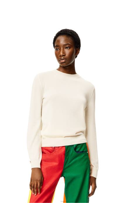 Loewe mujer jersey con anagrama de cachemir LP641013 blanco suave