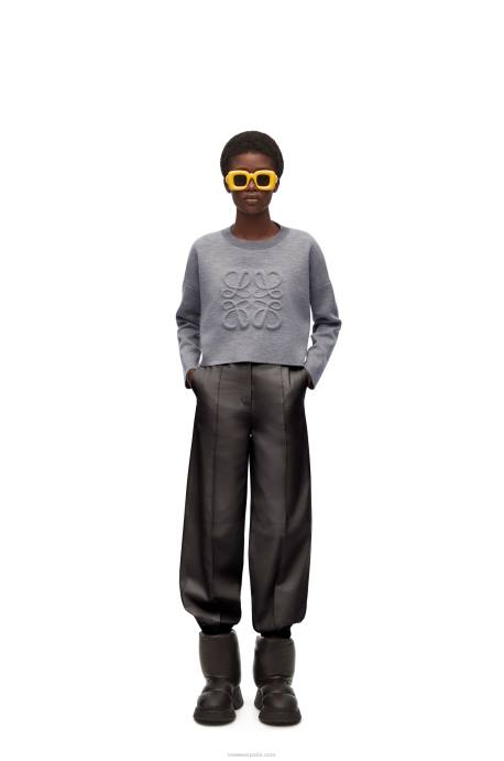 Loewe mujer jersey con anagrama de lana LP641005 gris claro