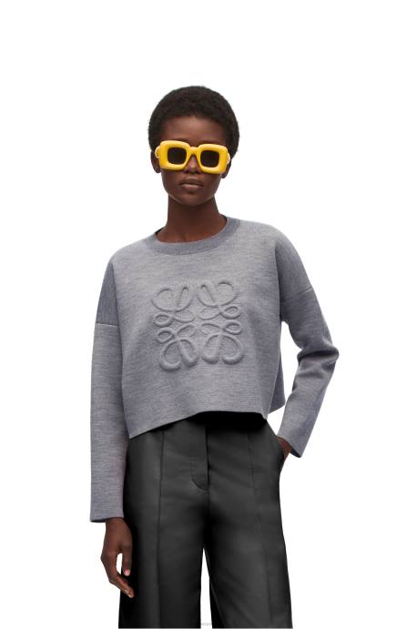 Loewe mujer jersey con anagrama de lana LP641005 gris claro