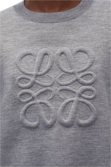 Loewe mujer jersey con anagrama de lana LP641005 gris claro