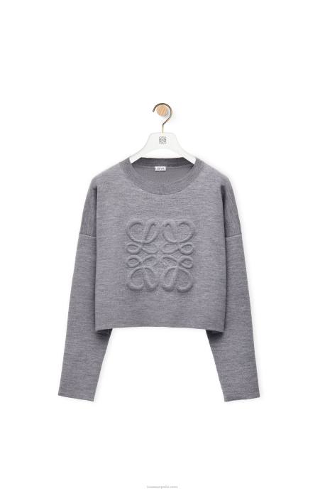 Loewe mujer jersey con anagrama de lana LP641005 gris claro
