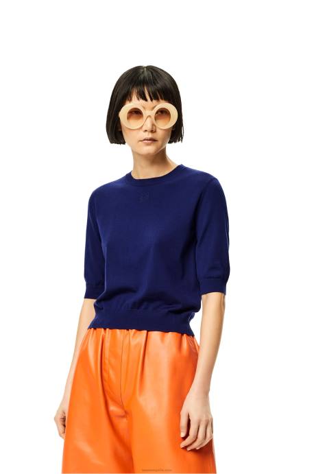 Loewe mujer jersey con anagrama de lana LP641012 Azul marino