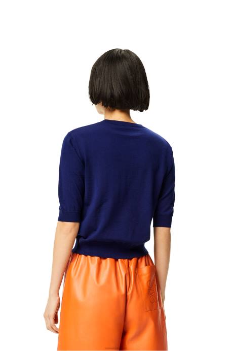 Loewe mujer jersey con anagrama de lana LP641012 Azul marino