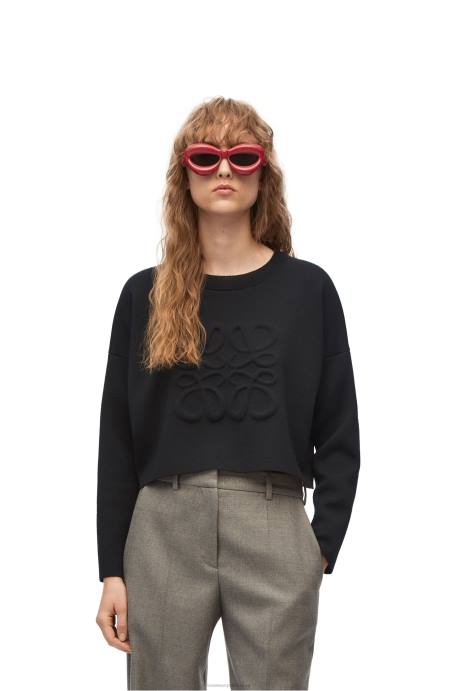 Loewe mujer jersey con anagrama de lana LP641021 negro