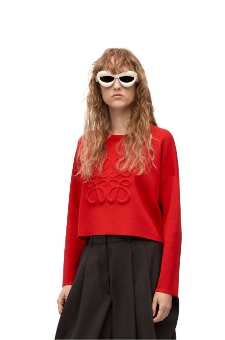 Loewe mujer jersey con anagrama de lana LP641022 rojo