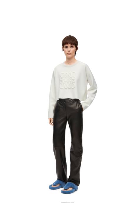 Loewe mujer jersey con anagrama de lana LP64777 blanco