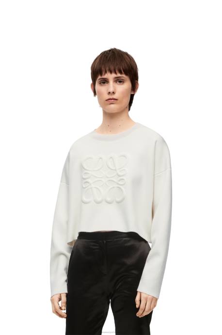 Loewe mujer jersey con anagrama de lana LP64777 blanco