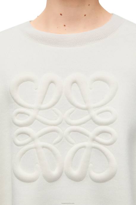 Loewe mujer jersey con anagrama de lana LP64777 blanco