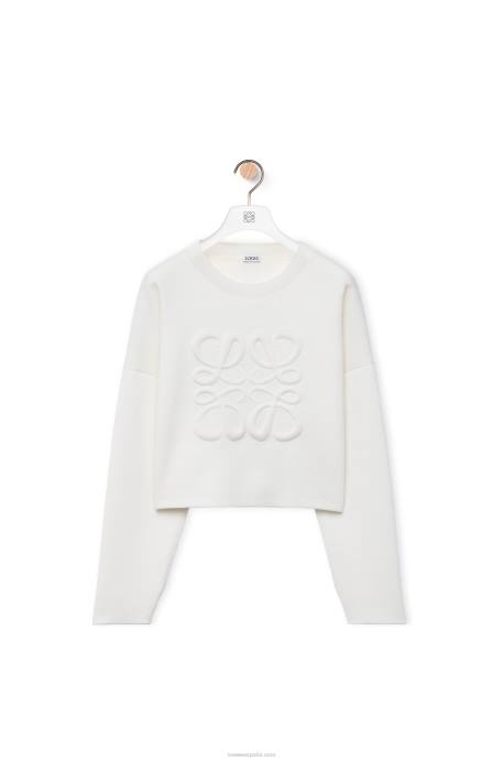 Loewe mujer jersey con anagrama de lana LP64777 blanco