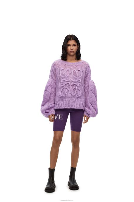 Loewe mujer jersey con anagrama de mohair LP641019 violeta parma
