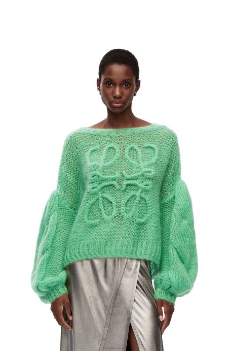 Loewe mujer jersey con anagrama de mohair LP64966 agua verde