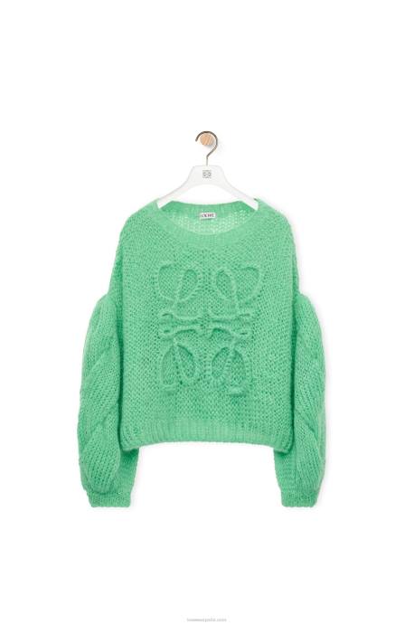 Loewe mujer jersey con anagrama de mohair LP64966 agua verde