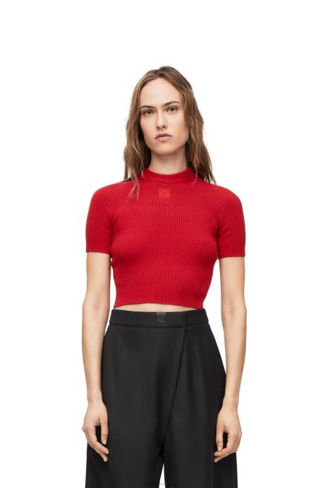 Loewe mujer jersey corto de cachemir LP64957 rojo