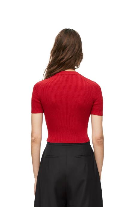 Loewe mujer jersey corto de cachemir LP64957 rojo