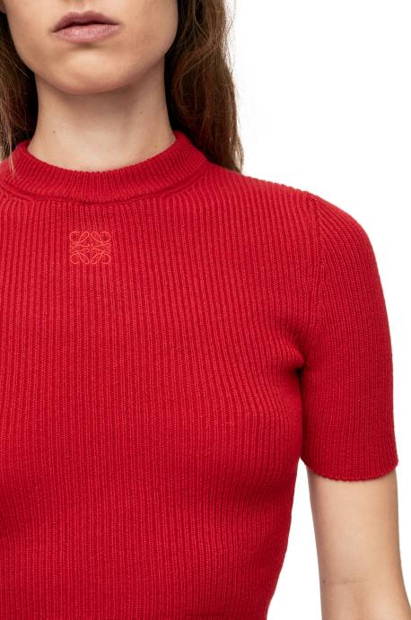 Loewe mujer jersey corto de cachemir LP64957 rojo