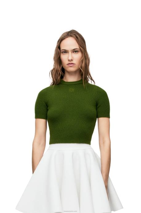 Loewe mujer jersey corto de cachemir LP64958 bosque verde