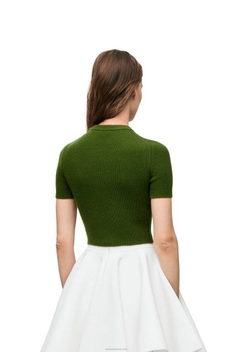 Loewe mujer jersey corto de cachemir LP64958 bosque verde