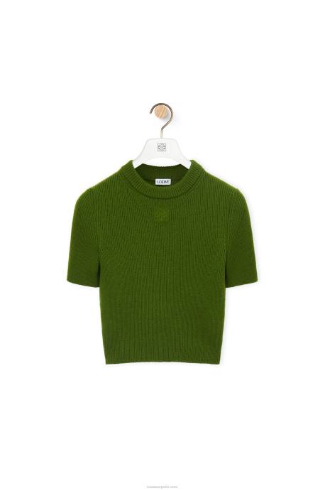 Loewe mujer jersey corto de cachemir LP64958 bosque verde