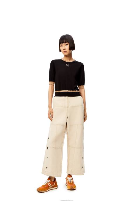 Loewe mujer jersey corto de lana LP641007 negro/beige