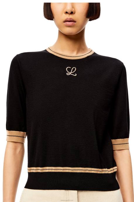 Loewe mujer jersey corto de lana LP641007 negro/beige