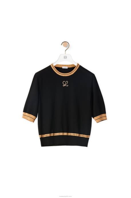 Loewe mujer jersey corto de lana LP641007 negro/beige