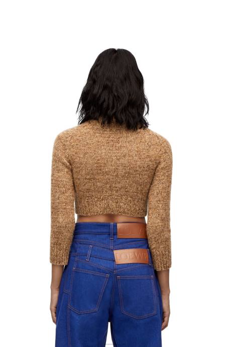 Loewe mujer jersey corto de lana LP64982 mezcla beige