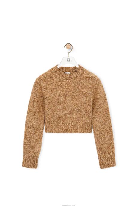 Loewe mujer jersey corto de lana LP64982 mezcla beige