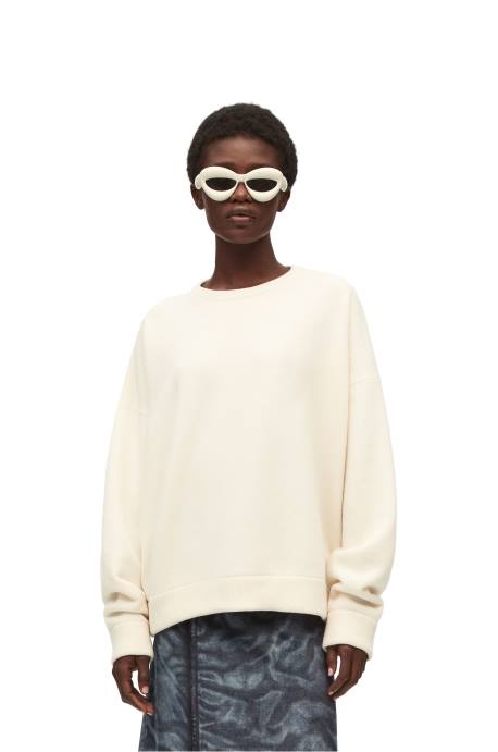 Loewe mujer jersey de cachemir LP641011 blanco suave