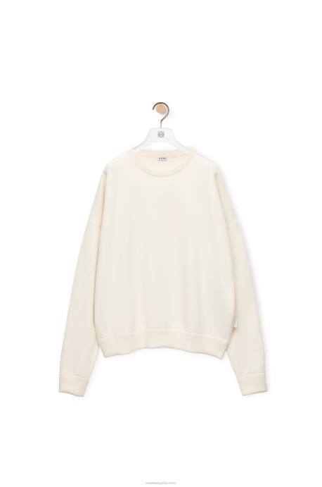 Loewe mujer jersey de cachemir LP641011 blanco suave