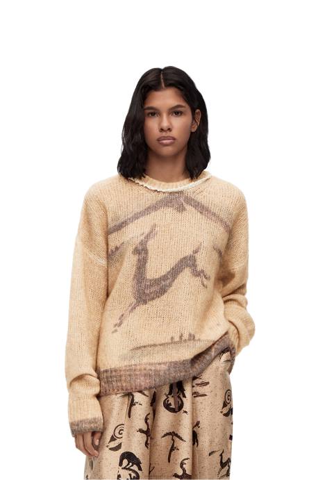 Loewe mujer jersey de ciervo en mezcla de mohair y lana LP64998 crudo