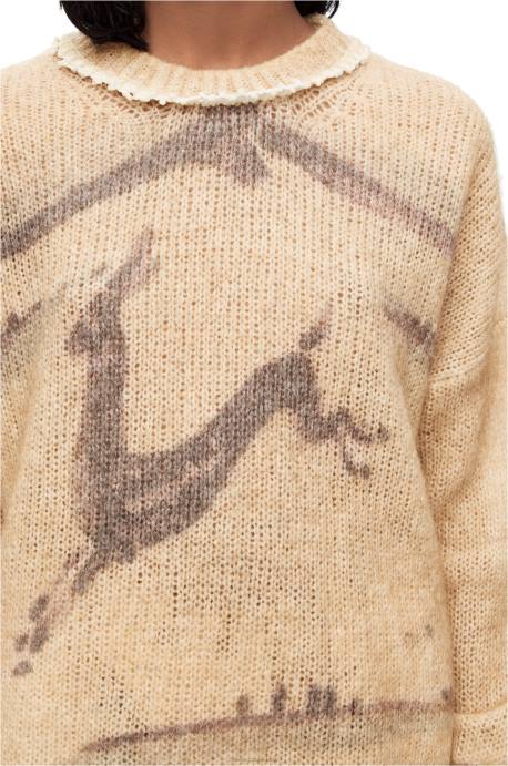 Loewe mujer jersey de ciervo en mezcla de mohair y lana LP64998 crudo