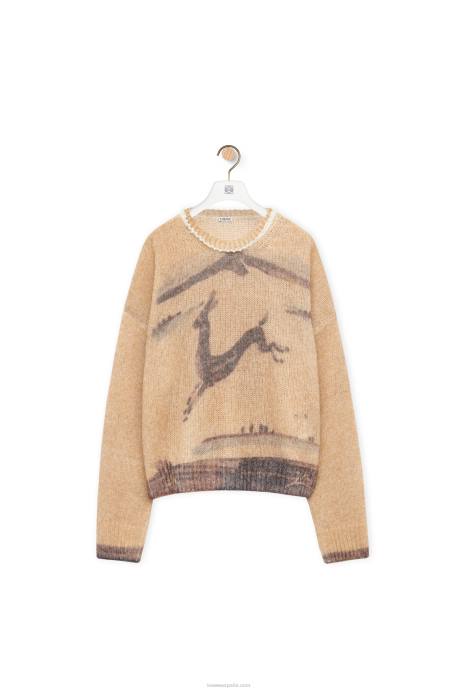 Loewe mujer jersey de ciervo en mezcla de mohair y lana LP64998 crudo