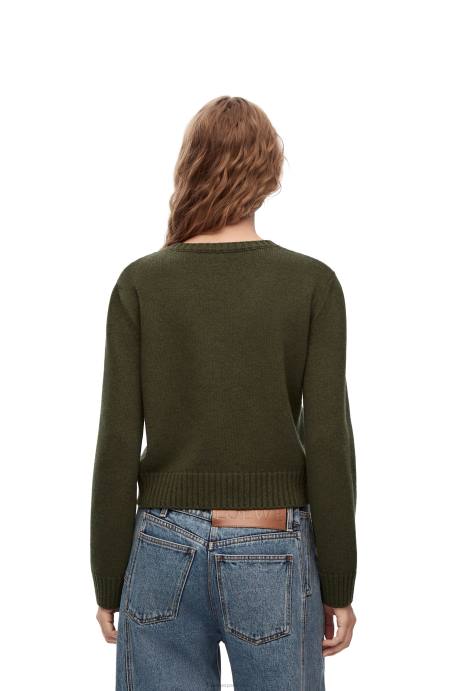 Loewe mujer jersey de lana LP64979 verde caqui