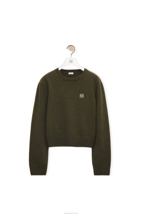Loewe mujer jersey de lana LP64979 verde caqui