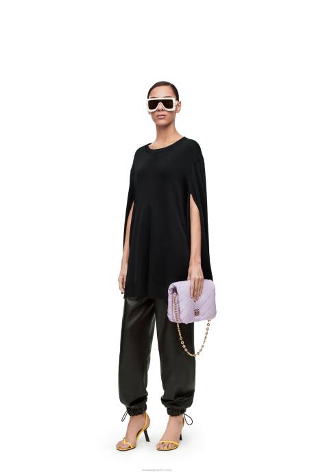 Loewe mujer jersey de punto de viscosa con manga abierta LP64955 negro