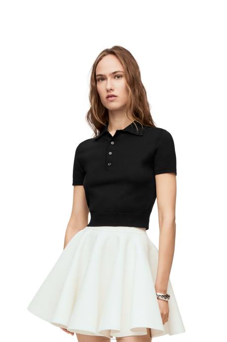 Loewe mujer jersey tipo polo de seda LP64956 negro