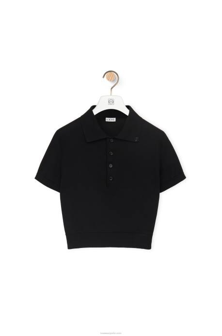 Loewe mujer jersey tipo polo de seda LP64956 negro
