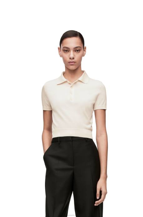 Loewe mujer jersey tipo polo de seda LP64963 blanco