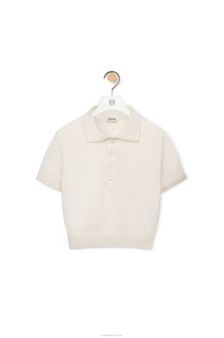 Loewe mujer jersey tipo polo de seda LP64963 blanco